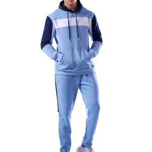 ชุดเซ็ตฮู้ดดี้บล็อกสีสำหรับผู้ชาย – ชุดลำลองสไตล์สปอร์ต ชุดจ็อกเกอร์ สกรีนโลโก้ได้ ชุดสตรีทแวร์สองชิ้น - Product Image 1