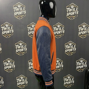 Chaqueta Varsity de Illinois para Hombre, Color Naranja, Cuero Sintético, Bordado Frontal, Mangas de Alta Calidad, Estilo Bomber, Ropa Casual de Otoño - Product Image 3