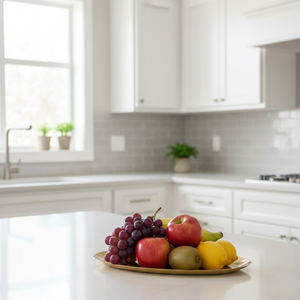 Plateau de service décoratif texturé finition or de luxe |   Plateau en métal multifonctionnel de qualité supérieure pour le thé, la table à manger et la décoration élégante de la maison - Product Image 2