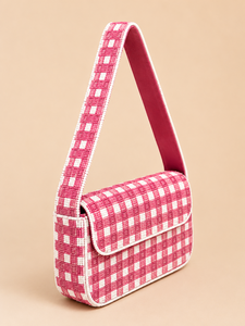 Handmade Modern Checkered Glass Beaded Lightweight Durable Clutch for Plaid Womens Fashion Handbag Custom OEM ODM - Product Image 4