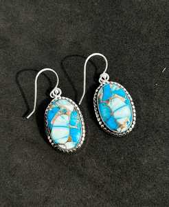 Boucles d'oreilles clous plaquées or turquoise en argent sterling 925, faites à la main, pierres précieuses naturelles, bijoux de luxe minimalistes pour fête, cadeau - Product Image 4