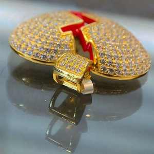 Collar de Cadena con Colgante de Corazón Roto de Plata de Ley 925 Auténtica con Moissanita, Estilo Hip Hop Iced Out Bling, para Hombre y Mujer - Product Image 2