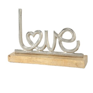 Meilleure Vente Décoration Murale Joy Word Art, Décoration d'Intérieur Argentée Love, Support Argenté avec Base en Bois pour Salon, Dernière Tendance - Product Image 1
