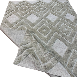 Alfombra de Lana Anudada a Mano, Diseño Geométrico Japandi Moderno, Suave, con Patrón de Diamantes, Personalizable, de Altura Variable, Ecológica, Apta para Mascotas - Product Image 4