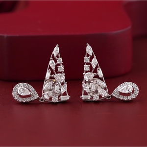 2.16 CT Multi-Cut Lab Grown Diamond Statement Drop Earrings in 14K <b>White</b> Gold - Product Image 3