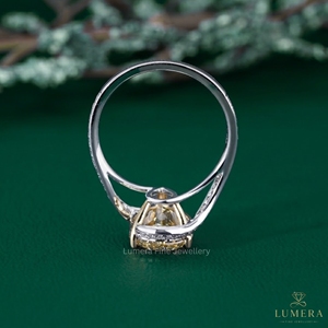 Anillo de Compromiso Personalizado con Diamante Amarillo en Forma de Pera, Oro Blanco de 9K, 10K, 14K, 18K, Joyería Nupcial para Mujer - Product Image 2