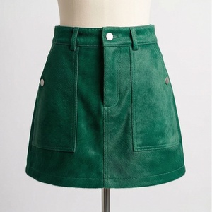Women's Green High Waist A-Line Mini <b>Skirt</b> <b>Faux</b> Fur Button Detail Winter Short <b>Skirt</b> - Product Image 1