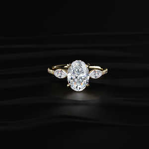 Anillo de Moissanita Ovalado Moderno Vintage de 3 Quilates con Piedras Laterales Marquise, Oro Blanco de 14K, Platino, Joyería Nupcial, Venta al por Mayor, Dropshipping - Product Image 1