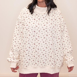 Custom New Design <b>Women</b> Oversized Floral Print Mock Neck <b>Sweatshirt</b> Pullover Heavyweight Drop Shoulder <b>Long</b> Sleeve <b>Sweatshirts</b> - Product Image 4