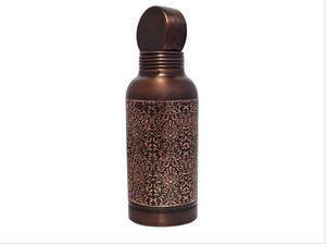 Copper Water <b>Bottle</b> with Double Wall Straw & Handle-Copper-Charged Water for Empty Stomach Health - Product Image 5