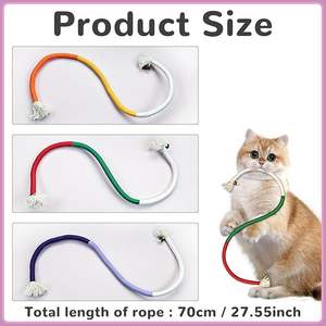 Jouets à mâcher pour animaux de compagnie en corde de coton de 27,55 pouces, aux couleurs contrastées orange, jaune et beige, sûrs et stimulants pour soulager l'ennui - Product Image 3