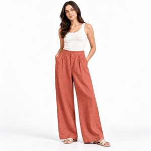 Summer Style 100% Linen Straight Pant Women Casual Multicolor Mid-Waist Drawstring Closure <b>Leggings</b> Comfortable Breathable Flat - Product Image 4