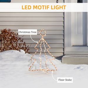 Warm Wit Led Kerstboom Motieflicht Met Stalen Frame Paal Outdoor Ornament Decoratie Kersttouw Verlichting - Product Image 4