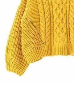 Pull en tricot épais jaune pour femme, style oversize, chaud pour l'hiver, confortable, élégant, avec motif texturé - Product Image 5