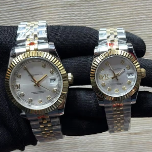 Reloj Deportivo de Lujo Mecánico de Dos Tonos, Edición Limitada de Alta Calidad, Esfera Plateada, Marcadores de Hora con Diamantes, Reloj Moderno con Encanto Empresarial - Product Image 1