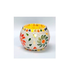 Customized Logo Hand Straight Shape Mosaic Glass Tealight Candle Holder <b>Container</b> for Home Wedding Party Decoration - Product Image 4