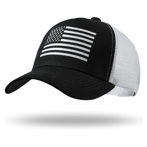 Gorra Trucker Negra de 6 Paneles con Estampado de Bandera Americana por Transferencia Térmica, Parte Trasera de Malla, Ajustable, Unisex, Casual - Product Image 5
