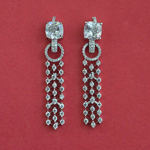 Cz บาหลีต่างหูสีดำกุหลาบชุบ412188สีขาว - Product Image 3