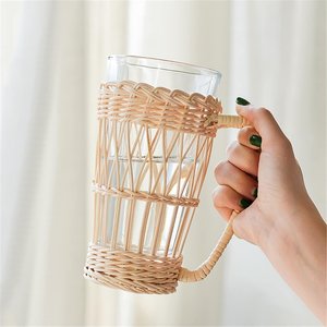 Accessoires de décoration de table à manger en rotin et osier, porte-gobelet en verre - Product Image 3