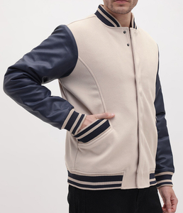 Chaqueta Bomber Unisex Estilo Universitario con Cuello Alto, Resistente al Viento y Transpirable, de Lana/Poliéster para Ropa Urbana Universitaria, Fabricada por Power Punch - Product Image 3