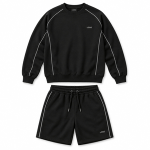 Vêtements en coton doux de qualité supérieure pour hommes, ensemble sweat-shirt et short pour tous les jours, au toucher doux et à la coupe confortable, pour un confort et un style optimaux. - Product Image 1
