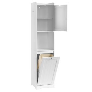 Mobiletto da Bagno in Truciolato Melaminico Bianco con Venatura Verticale 40*40*180cm, 1 Anta + Cassetto Inferiore a Ribalta per Mobili da Bagno Non Tessuti - Product Image 4
