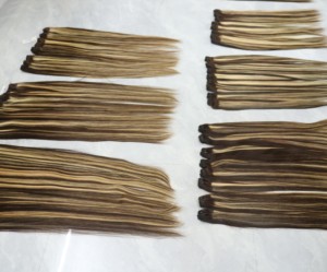 Extensiones de Cabello Virgen Liso Color Piano con Reflejos Marrón Rubio, 100% Cabello Humano Vietnamita, Doble Trama a Máquina, Venta al Por Mayor - Product Image 2