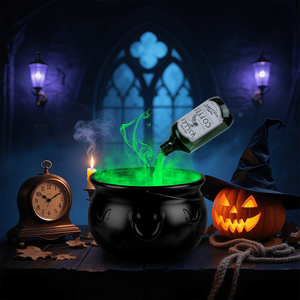 Halloween 2-in-1 USB Powered Witch Cauldron Floating Potion <b>Bottle</b> 4 LED Lights IPX8 Waterproof Green <b>Mist</b> Halloween Decoration - Product Image 2