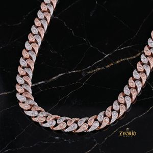 Luxury Two Tone Iced Out Cuban Link <b>Chain</b> <b>Necklace</b> for Men Women Rose Gold Silver Hip Hop Jewelry with Diamond Clasp - Product Image 5