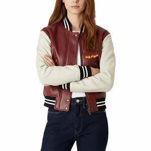 Chaqueta Varsity para Mujer, Tejido de Lana de Lujo, Detalles en Cuero Genuino, Estilo Urbano, Chaqueta Varsity para Mujer de Alta Calidad, Felpa Francesa - Product Image 5