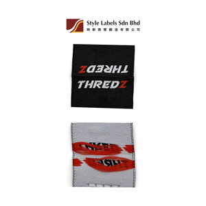 Premium Style Labels Personalized Center Fold Cloth Material Woven Laser Cut Stitched Branding <b>Tags</b> for Garment <b>Bags</b> Neck Labels - Product Image 3