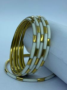 Handcrafted <b>Resin</b> Brass Bangles Imitation Pearl Channel Setting-Custom Fashion Women's Ethnic Party Jewelry Factory Price - Product Image 1