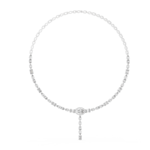 Collier en or blanc 10K plaqué rhodium, avec pendentif Starlume Cascade Moonveil Drop Lariat et diamant Aurora céleste, taille ovale - Product Image 2