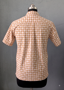 Men's Slim Fit Short Sleeve <b>Plaid</b> Cotton Casual <b>Shirt</b> Turn-down Collar Handblock Printed Single Button Closure Breathable Summer - Product Image 5
