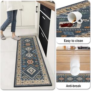 Set di 4 Tappeti da Cucina Boho, Runner e Tappetini Floreali Antiscivolo, Tappeto Imbottito Lavabile Stile Fattoria - Product Image 6