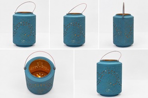 Hot Turquoise Couleur En Relief Conception Décor À La Maison Lanterne Nouveau Style Lanternes Look Classique Bougie Lanterne Intérieur Bougie Navire Petit - Product Image 5