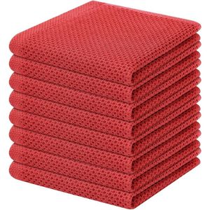 Set di 8 Strofinacci da Cucina in Cotone 100% Rosso Mattone, Tessuto a Nido d'Ape, Ultra Morbidi e ad Asciugatura Rapida, 30x30 cm - Product Image 1