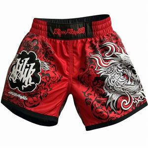 Red Muay Thai MMA Fighting Shorts Stretch Lightweight Quick Dry Breathable Custom Logo Sports Shorts - Product Image 1