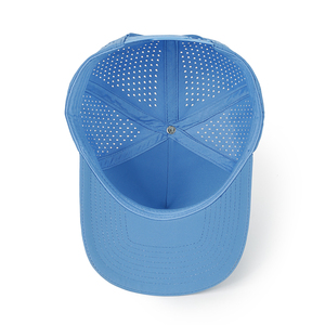 Casquette de camionneur bleu clair à 5 panneaux, perforée, à fermeture snapback, réglable, en polyester, pour sports de plein air et voyages - Product Image 5