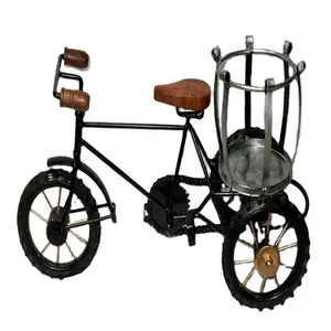 Mainan Miniatur Sepeda Roda 3 Roda, Dekorasi Rumah Bahan Kayu & Besi