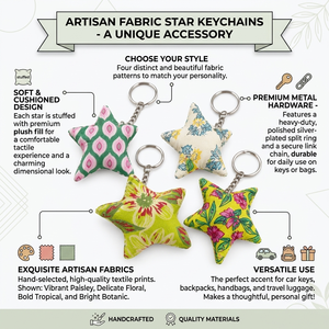 Llaveros de tela hechos a mano con borlas de algodón reciclado, accesorios bohemios étnicos para bolsos, colgantes ecológicos para carteras. - Product Image 6