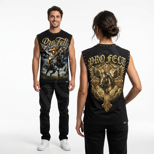 Débardeur en coton et polyester grande taille, imprimé, sur mesure, sans manches, style streetwear décontracté, col rond, en tissu French Terry pour l'été - Product Image 2