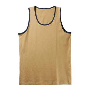 Débardeur en coton premium pour homme, sans manches, avec bordure contrastante, débardeur d'été décontracté, respirant, coupe ajustée, sous-vêtement d'entraînement - Product Image 1