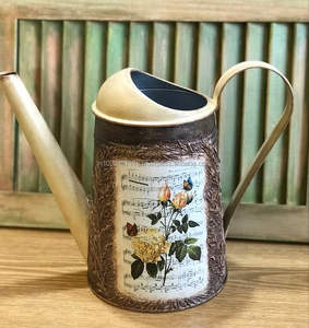 Decorative galvanized water can with enamel art <b>featuring</b> birds butterflies and flowers for countryside <b>garden</b> decoration - Product Image 5