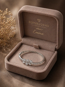 Women's White Silver Lab Grown Diamond <b>Cute</b> Classic Flower Design Brilliant Cut D Color Natural Wedding <b>Bracelet</b> - Product Image 6