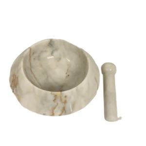 Broyeur d'épices Cheetah Mortier blanc Ensemble de pilons Moulin à épices en pierre de granit naturel pour cuisine restaurant - Product Image 6