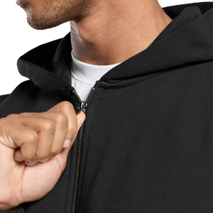 Fournisseur économique de sweats à capuche zippés brodés, personnalisables, coupe droite, épaules tombantes, style boxy, tendance, pour hommes, 100% coton - Product Image 5