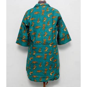 Robe longue 100 % coton pur à imprimé floral, manches cloche, imprimée à la main, col en V, longueur midi, style chemise, pour l'été et les fêtes - Product Image 6