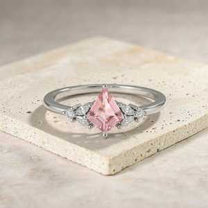 Kite Cut Pink Tourmaline <b>Ring</b> 925 Sterling Silver Natural Tourmaline Engagement <b>Ring</b> Minimalist October Birthstone - Product Image 5