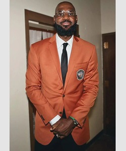 Men's Burnt Orange British Style <b>Blazer</b> Single Breasted Notched Collar Applique Logo Front Anti-Wrinkle Suit Jacket - Product Image 6